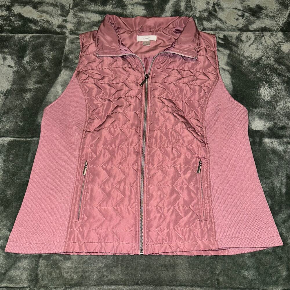 CJ Banks Quilted Vest Woman's 1X Rosey Pink Zipper Pockets Great Condition
